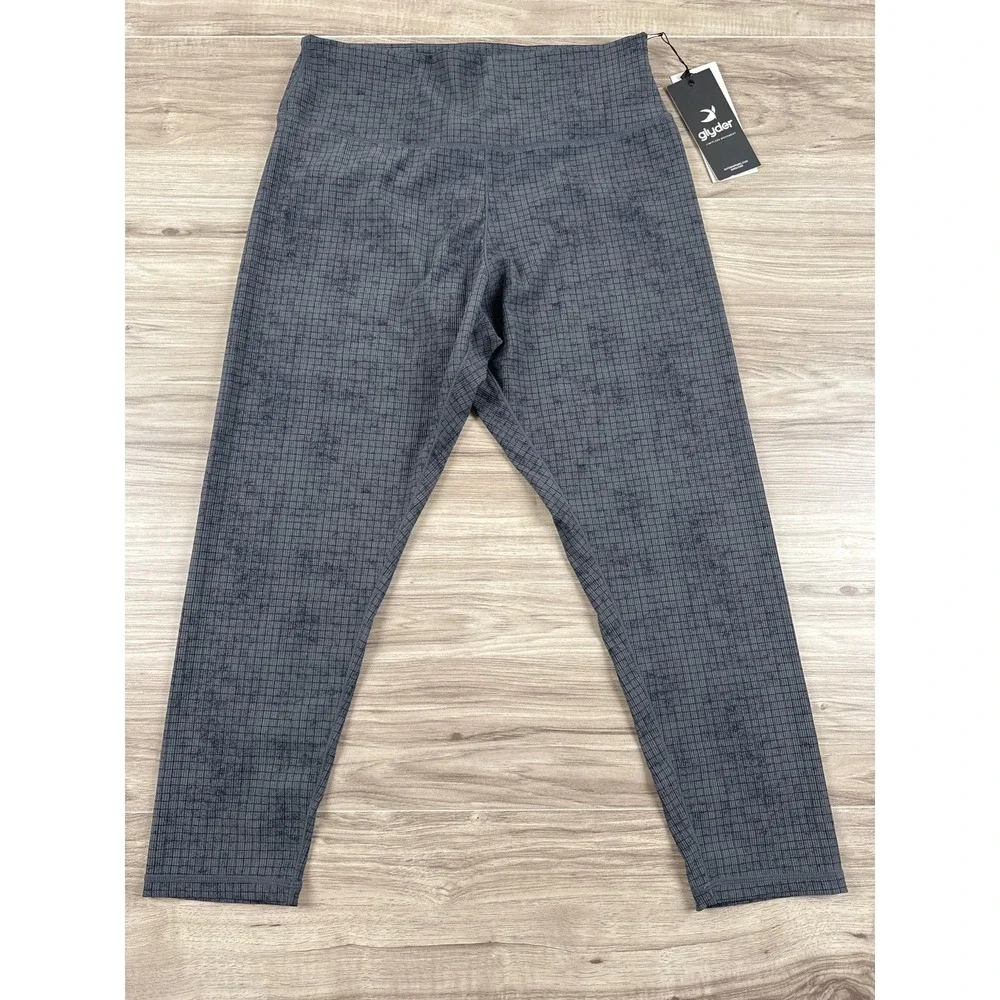 Glyder Sultry Performance Leggings Grey Carbon Window‎ Pane 2XL NWT